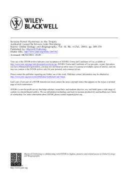 Savanna-Forest Hysteresis in the Tropics Author(s)