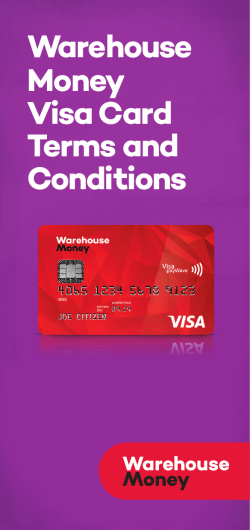 Warehouse Money Visa Card Terms and Conditions
