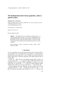 The fundamental unit of some quadratic, cubic or quartic orders