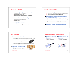 Compsci 6: PFTW How to solve an APT APT Pancake