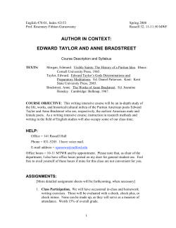 AUTHOR IN CONTEXT: EDWARD TAYLOR AND ANNE