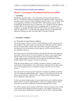 Mexico - Convergence, Broadband and Internet market