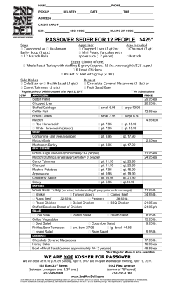 Passover 2017 Menu
