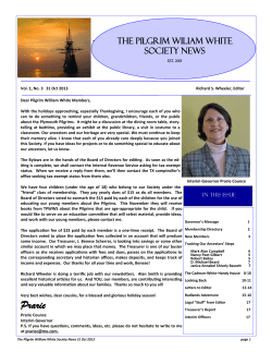PILGRIM WILLIAM WHITE SOCIETY news