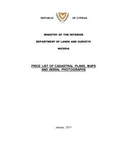 price list of cadastral plans, maps and aerial photographs