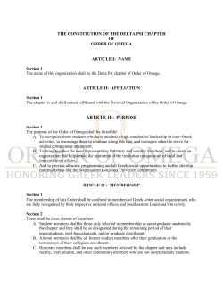 Order of Omega Constitution - Southeastern Louisiana University