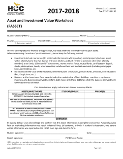 Asset and Investment Value Worksheet (FASSET)