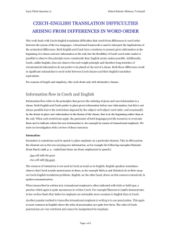 czech-english translation difficulties arising from differences in word