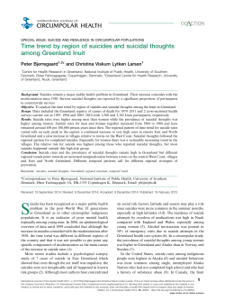 Time trend by region of suicides and suicidal thoughts among