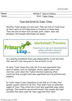 Food and Drink In Tudor Times