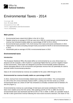 Environmental Taxes - 2014 - Office for National Statistics