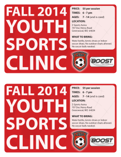 PRICE: $5 per session TIMES: 6 - 7 pm AGES: 7