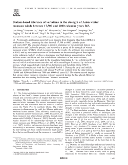 Diatom-based inference of variations in the strength of Asian winter