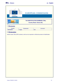 TAX IDENTIFICATION NUMBERS (TINs) Country Sheet: Greece (EL