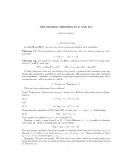 THE DIVISION THEOREM IN Z AND R[T]