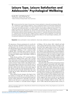 Leisure Type, Leisure Satisfaction and