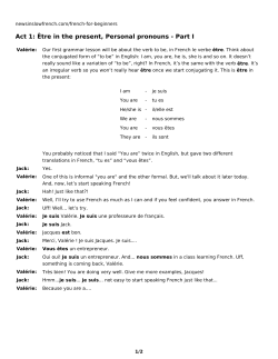 Act 1: &Ecirc;tre in the present, Personal pronouns - Part I