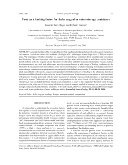 Food as a limiting factor for Aedes aegypti in water