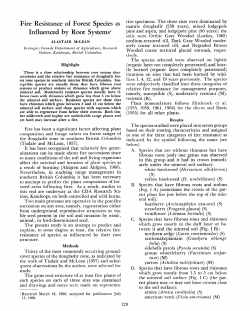 Fire Resistance of Forest Species as Influenced by Root Systems`