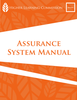 Assurance System Manual - The Higher Learning Commission