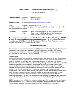 DEVELOPMENTAL AND STEM CELL SYSTEMS I