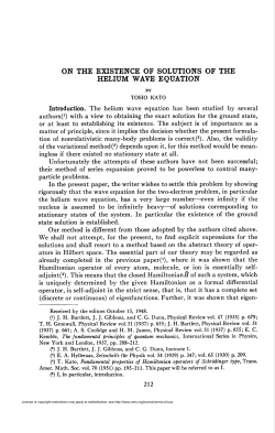 on the existence of solutions of the helium wave equation