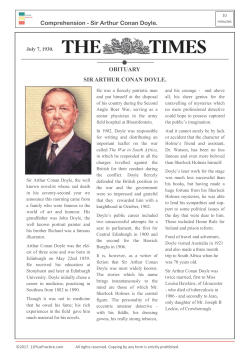 Comprehension - Sir Arthur Conan Doyle