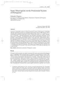 Some Observations on the Pronominal System of Portuguese