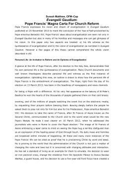 Pope Francis` Magna Carta For Church Reform