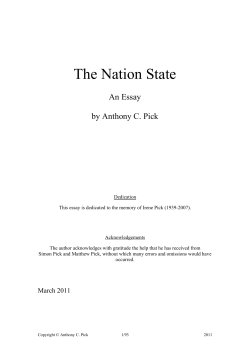 The Nation State: An Essay