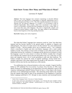 Inuit Snow Terms: How Many and What does it Mean