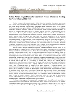 Nichols, Ashton. Beyond Romantic Ecocriticism: Toward Urbanatural