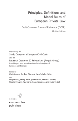 Draft Common Frame of Reference. Outline Edition