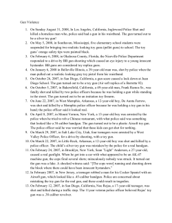 Gun Violence 1. On Sunday August 31, 2008, In Los Angeles