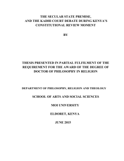 the secular state premise, and the kadhi court debate during kenya`s