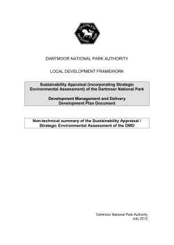Non-Technical Summary of the Sustainability Appraisal/Strategic
