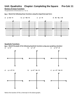 Unit: Quadratics Chapter: Completing the Square Pre