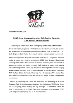 OCBC Cycle Singapore Launches Safe Cycling Campaign `1.5M