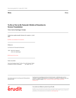 To Be or Not to Be Natural: Clich&eacute;s of Emotion in Screen