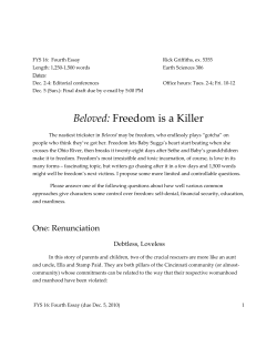 "Beloved": Freedom is a Killer (Dec. 5)