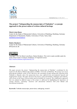 The Project &ldquo;Safeguarding the Manuscripts of Timbuktu&rdquo;