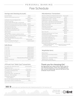 Fee Schedule - Ent Credit Union