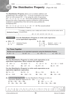 The Distributive Property (Pages 98&ndash;102)