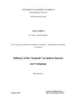 Influence of the &ldquo;netspeak&rdquo; on modern Internet user`s