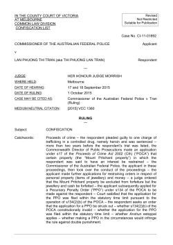 Commissioner of the Australian Federal Police v Tran
