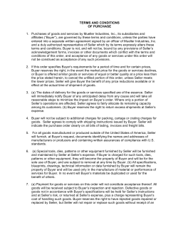 TERMS AND CONDITIONS OF PURCHASE 1. Purchases of goods