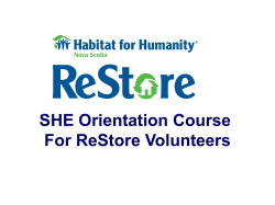 SHE Orientation Course For ReStore Volunteers