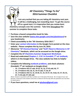 AP Chemistry Summer Assignment &ndash; Brookwood High School