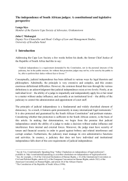 The independence of South African judges: A constitutional and