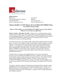 Sidense Qualifies 1T-OTP Memory IP at